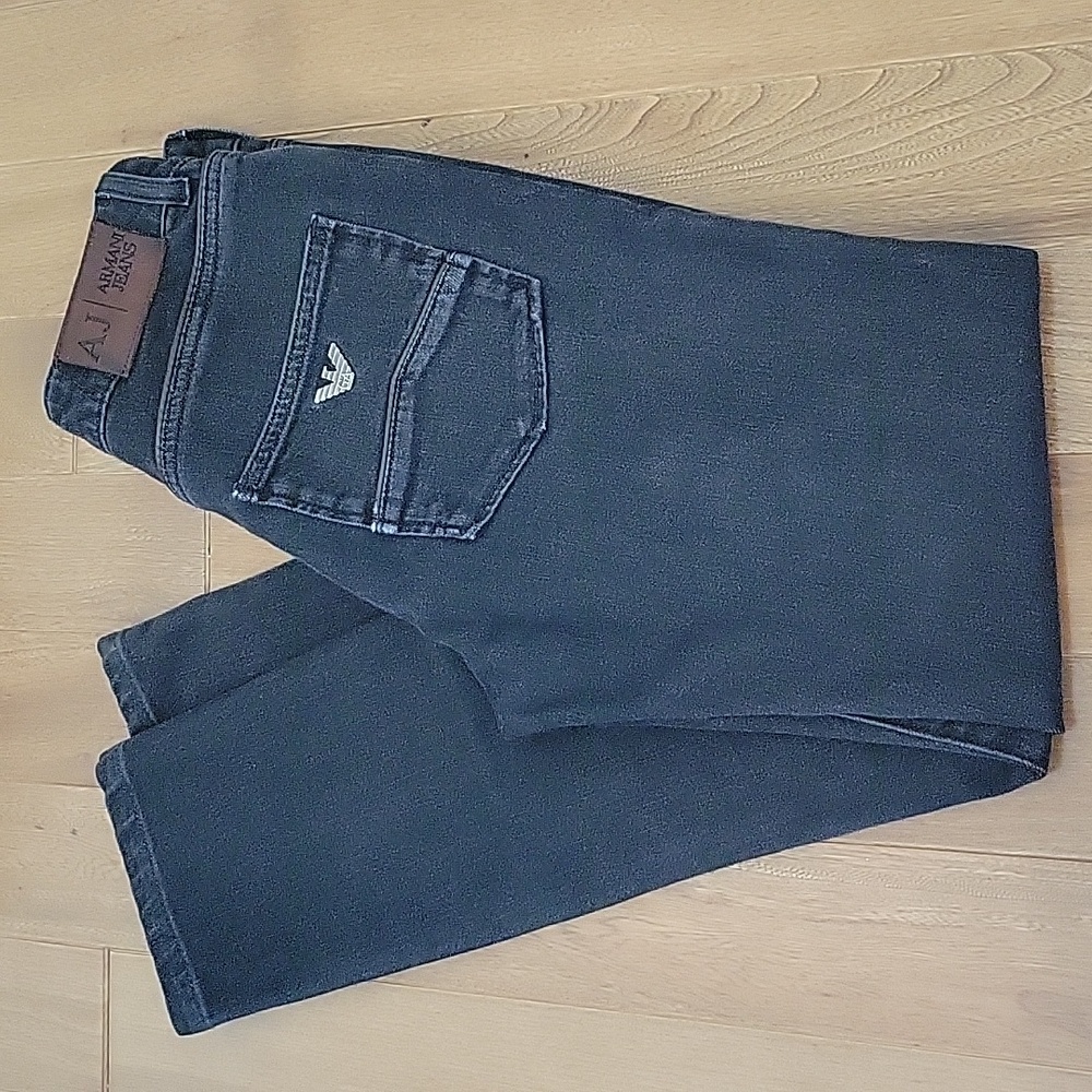 Armani Jeans Mid Rise Skinny Washed Black J182B Size 25‎